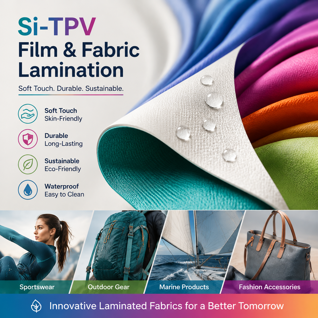 Exploring soft touch, durable, and sustainable textile solutions for sportswear, outdoor gear, marine products, and fashion applications.