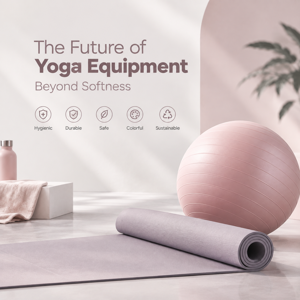 Si-TPV silicone-based thermoplastic elastomer solutions for yoga balls and mats, delivering hygienic surfaces, durable performance, soft-touch comfort, and sustainable material design.